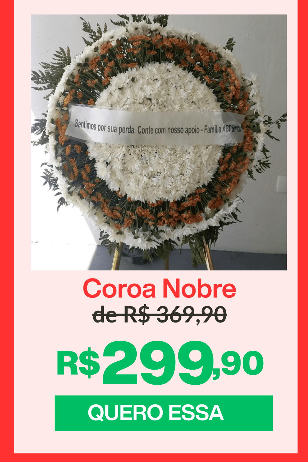 Coroa de flores para velório em Natal